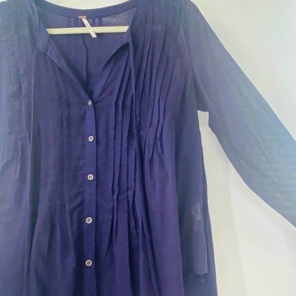 Free People Sisters of the Moon Pleated Button Front High Low Purple Top Size XS - Picture 4 of 13